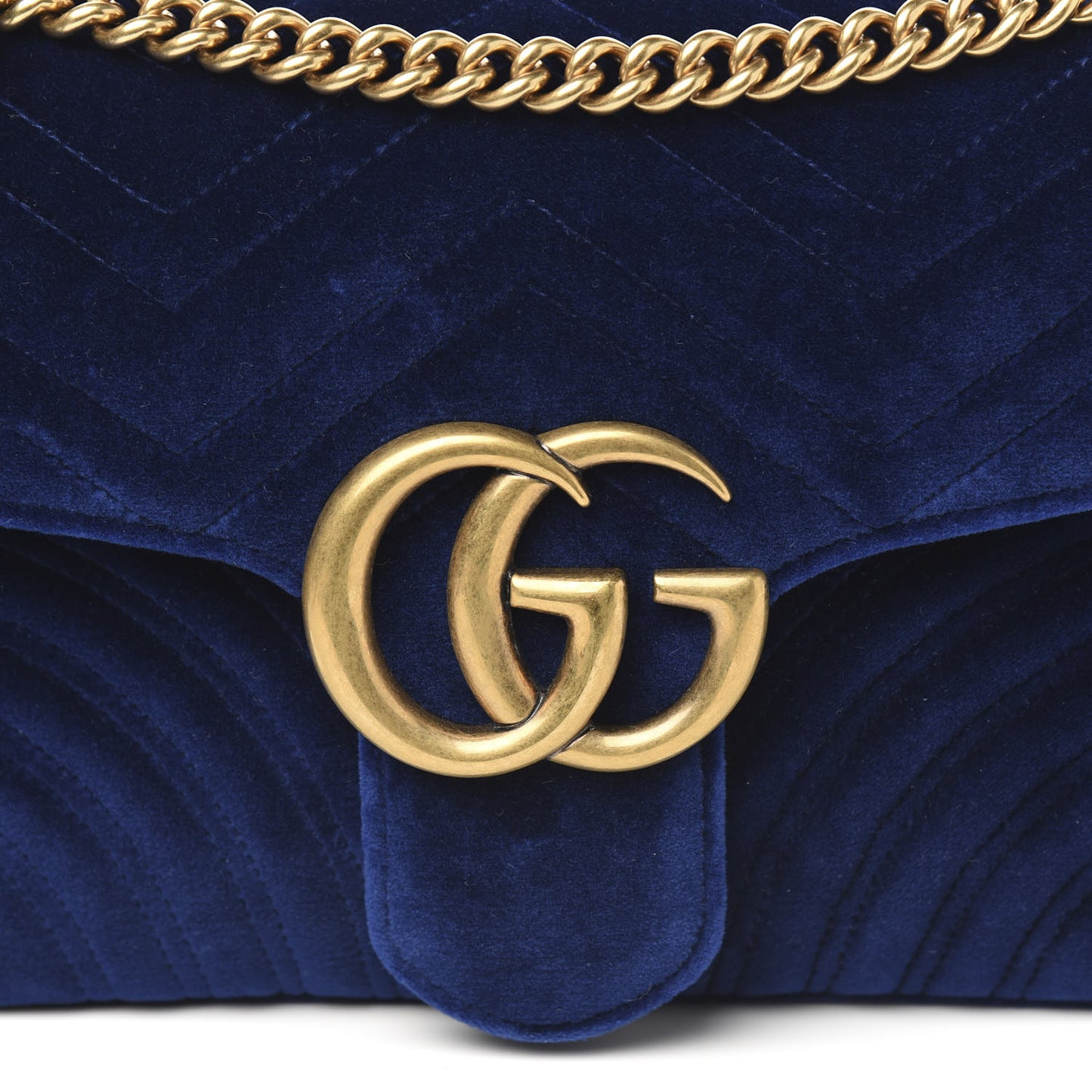 Velvet Matelasse Medium GG Marmont Shoulder Bag Cobalt Blue