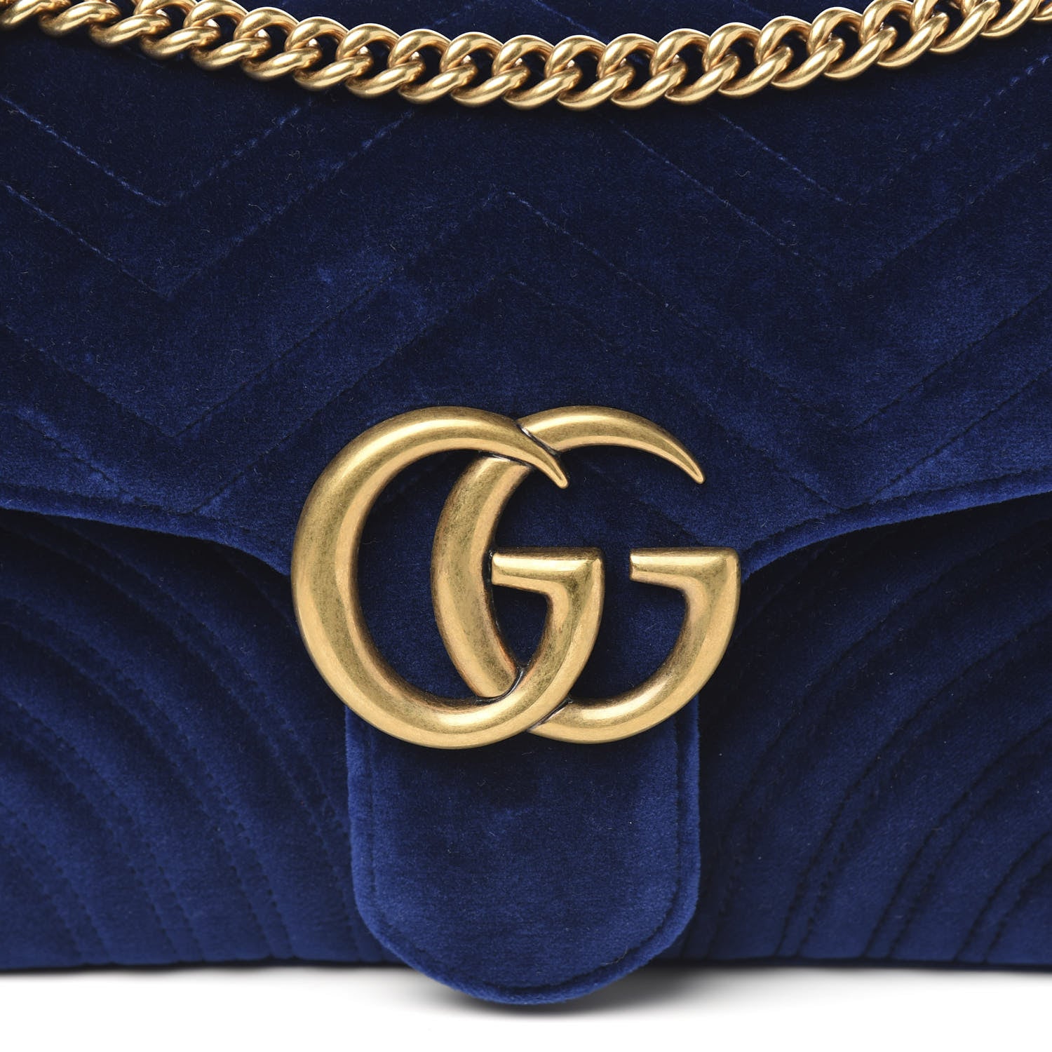 Gucci Velvet Matelasse Medium GG Marmont Shoulder Bag Cobalt Blue 9 of 9