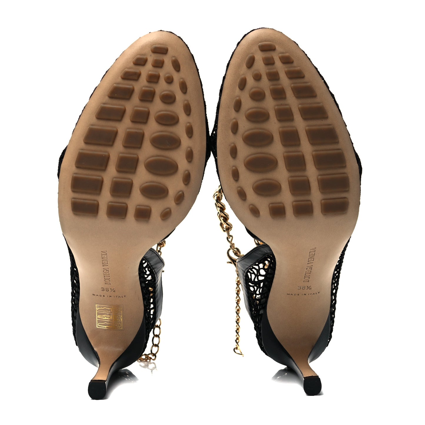 Mesh Nappa Chunky Chain Sandals 38.5 Black
