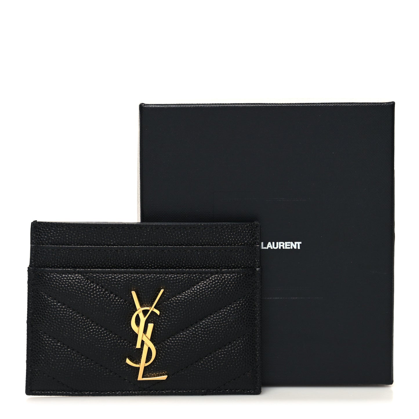 Grain De Poudre Matelasse Chevron Monogram Credit Card Case Black