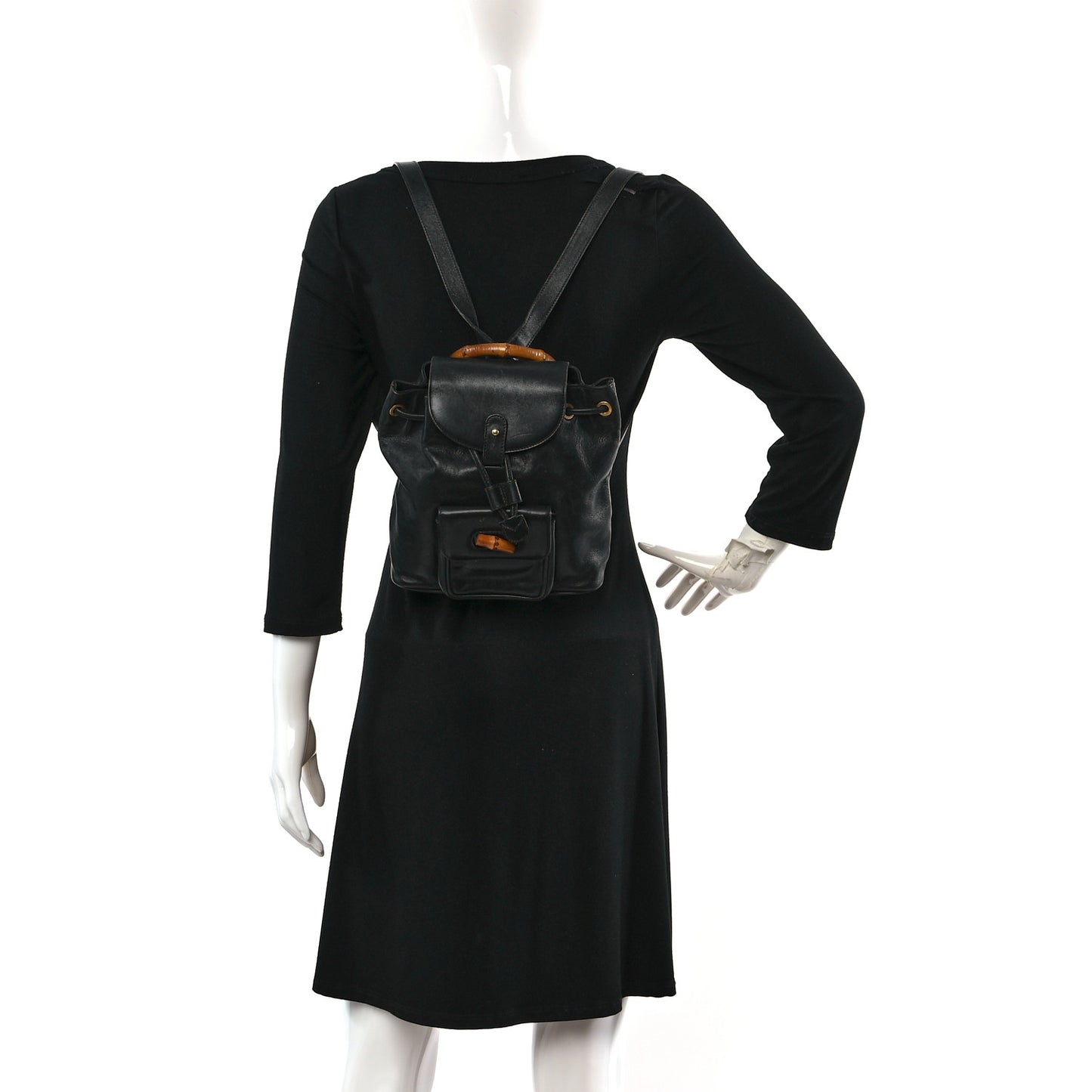 Calfskin Bamboo Backpack Black