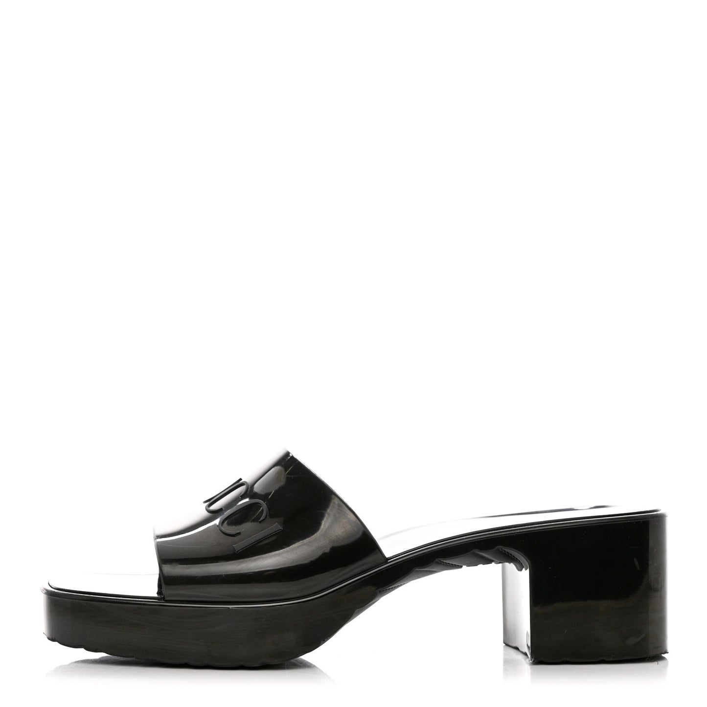 Rubber Gucci Logo Womens Platform 20/60mm Slide Sandals 39 Black
