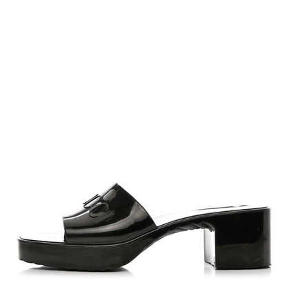 Gucci Rubber Gucci Logo Womens Platform 20/60mm Slide Sandals 39 Black 1 of 11