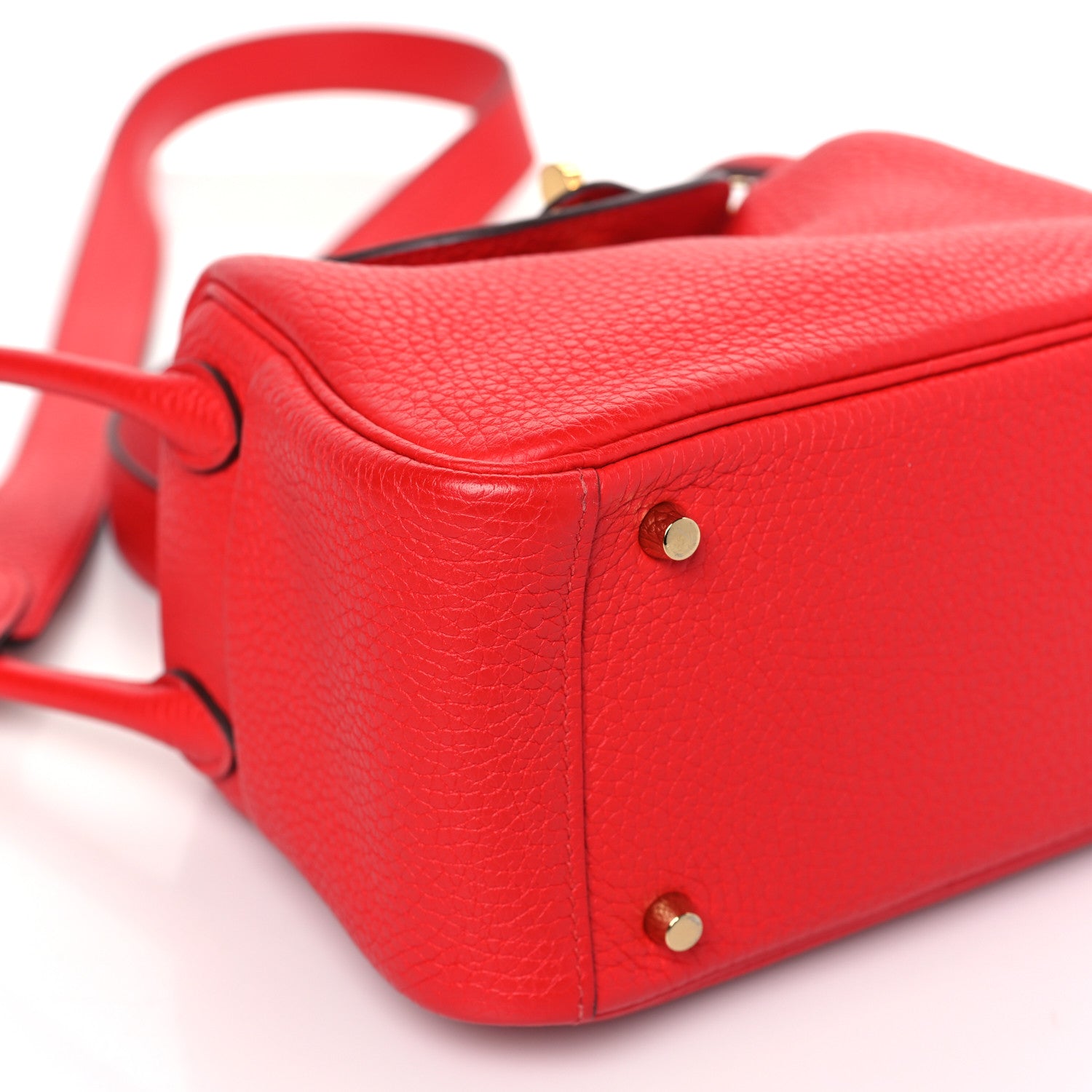 Hermes Taurillon Clemence Mini Lindy 20 Rouge de Coeur 8 of 9
