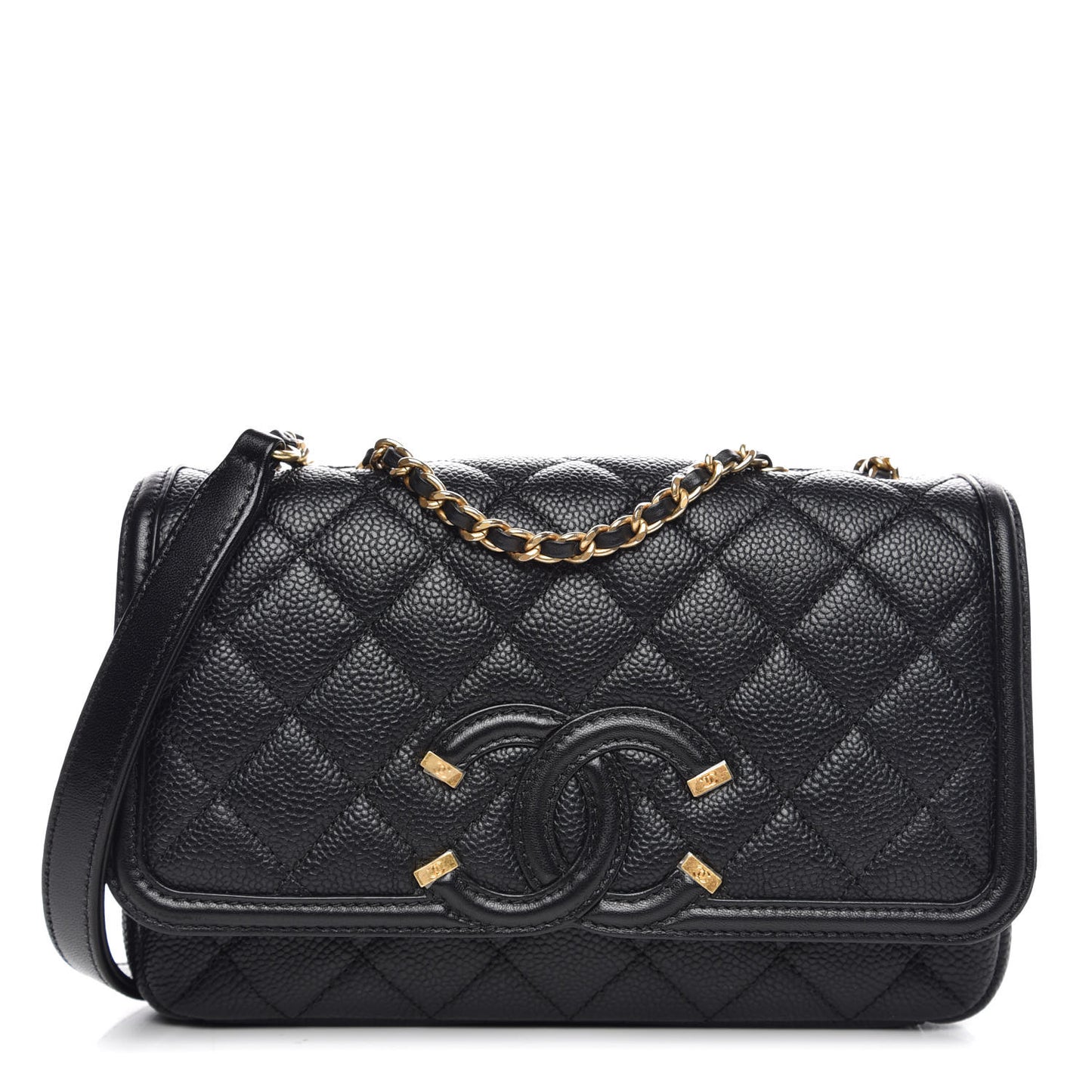 Caviar Quilted Small CC Filigree Flap Black