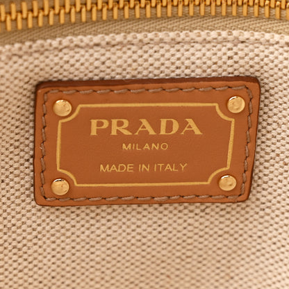 Prada Linen Vitello Large Logo Tote Natural 6 of 10