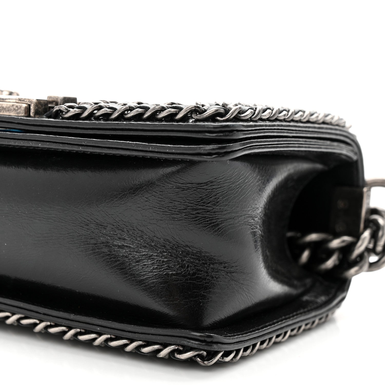 Chanel Glazed Calfskin Quilted Small Boy Chained Flap Black 10 of 10