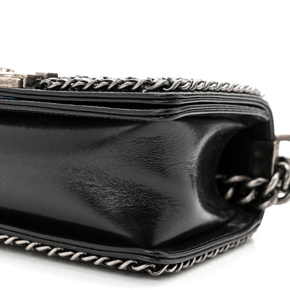 Chanel Glazed Calfskin Quilted Small Boy Chained Flap Black 10 of 10