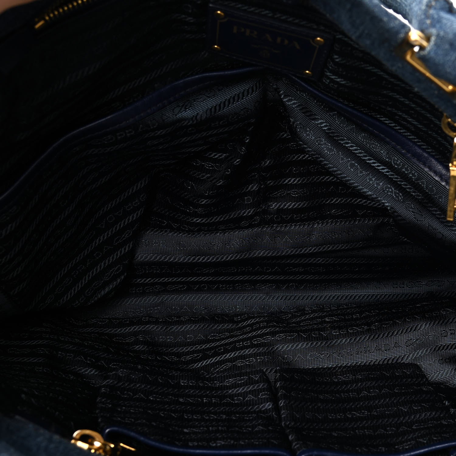 Prada Denim Large Logo Shopping Tote 5 of 5