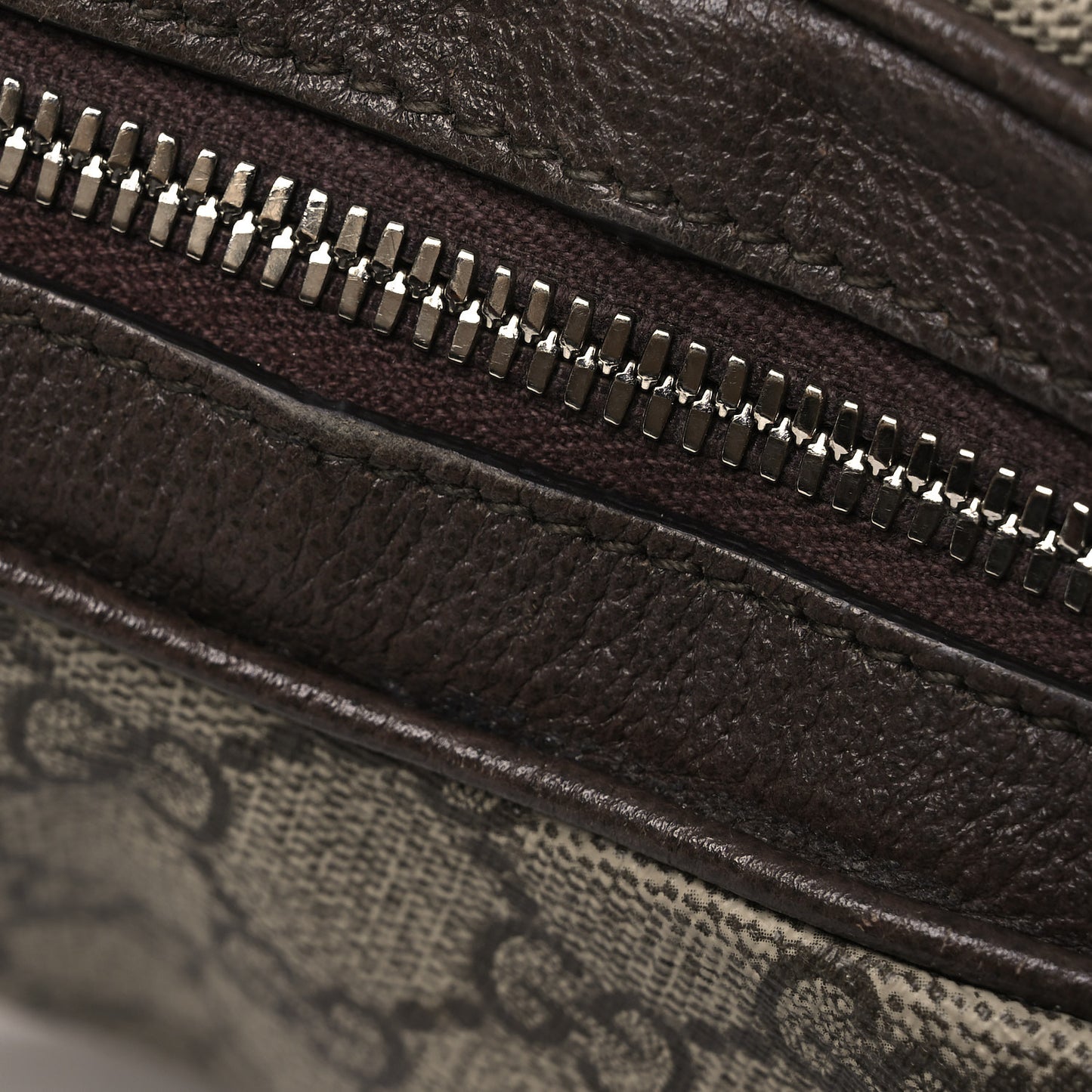 GG Supreme Monogram Textured Calfskin Web Large Attache Shoulder Bag Beige Ebony New Acero