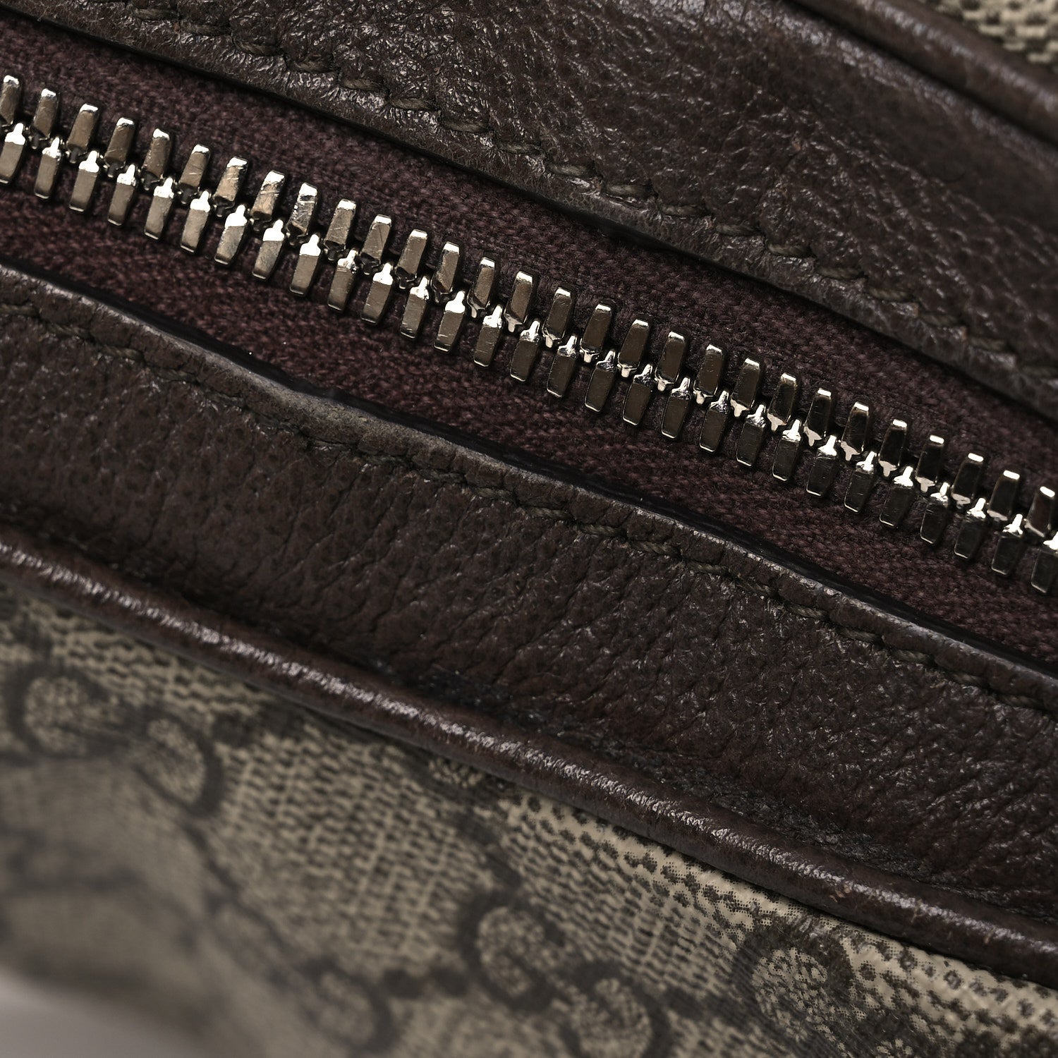 Gucci GG Supreme Monogram Textured Calfskin Web Large Attache Shoulder Bag Beige Ebony New Acero 12 of 13