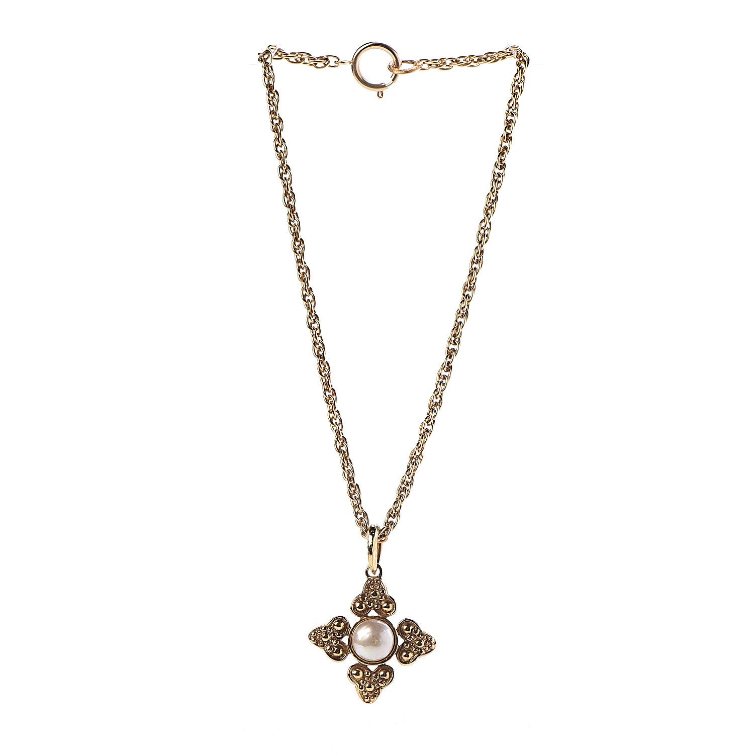 Chanel Pearl Chain Pendant Short Necklace Gold 3 of 6
