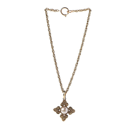 Chanel Pearl Chain Pendant Short Necklace Gold 3 of 6