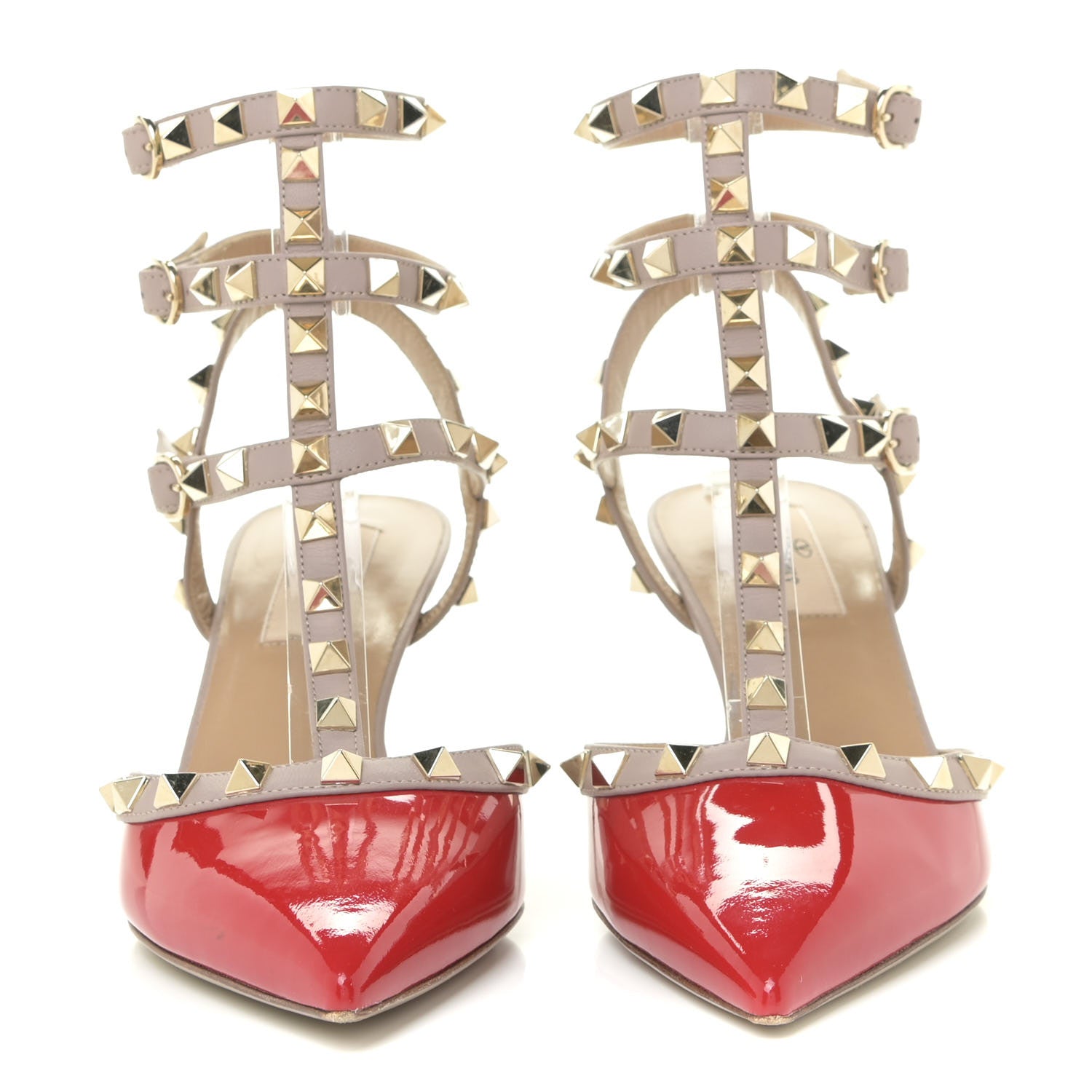 Valentino Garavani Patent Rockstud Ankle Strap 65mm Pumps 37 Rosso Valentino Poudre 2 of 14