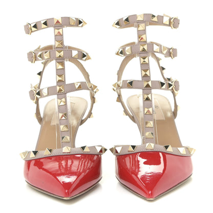 Valentino Garavani Patent Rockstud Ankle Strap 65mm Pumps 37 Rosso Valentino Poudre 2 of 14