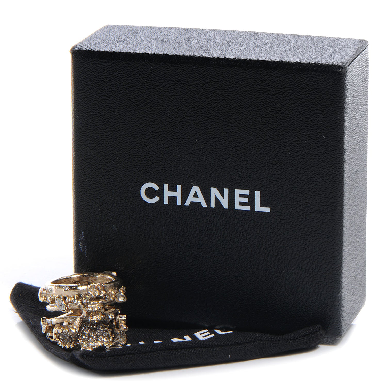 Chanel Crystal CC Logo Ring Light Gold 6 3 of 5