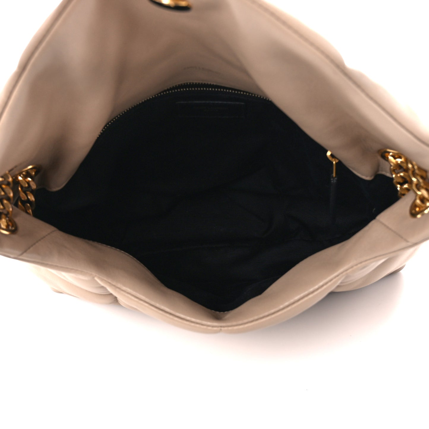 Lambskin Quilted Medium Loulou Puffer Monogram Chain Satchel Dark Beige