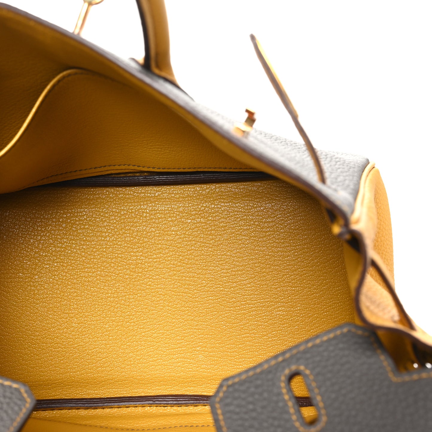 Togo Bi-Color Horseshoe Birkin 25 Etoupe Jaune Ambre