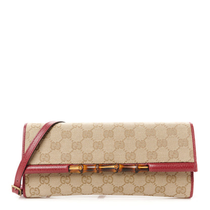 Gucci Monogram Bamboo Bar Clutch Red 1 of 9