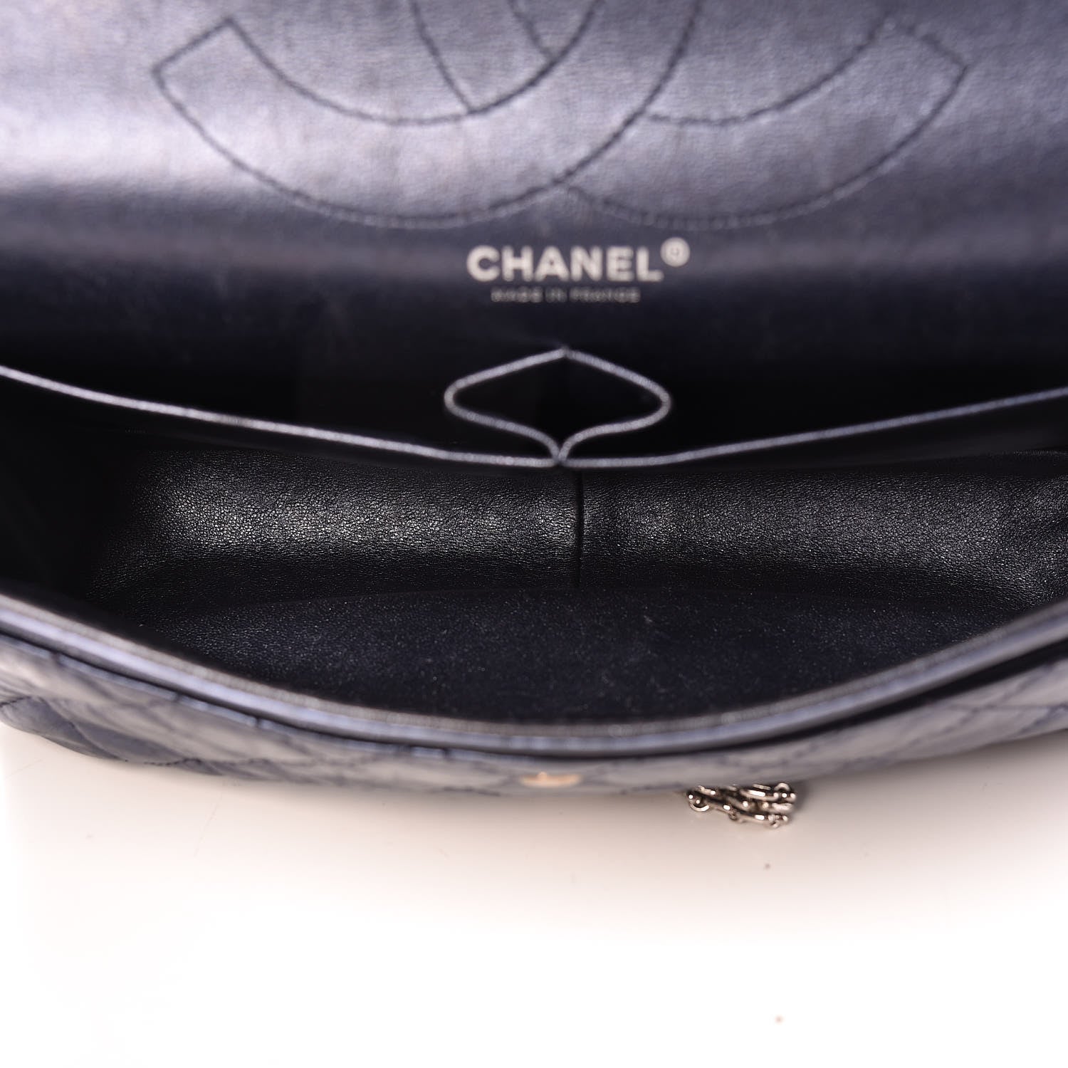 Chanel Metallic Calfskin Quilted 2.55 Reissue 227 Flap Dark Navy Blue 5 of 23