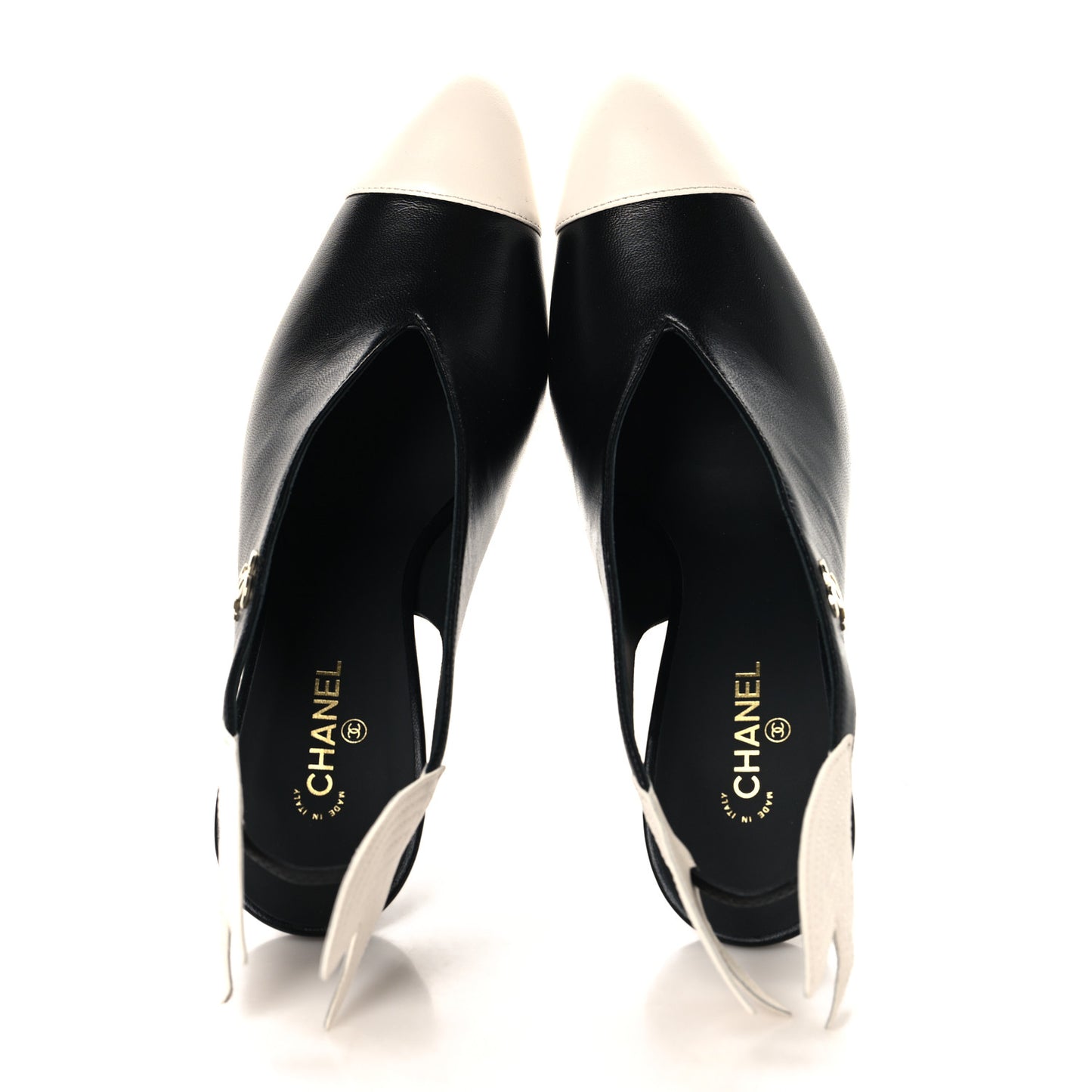 Lambskin Slingback Pumps 39 Black White