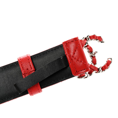 Chanel Caviar Quilted CC Chain Belt 85 34 Red 8 of 9