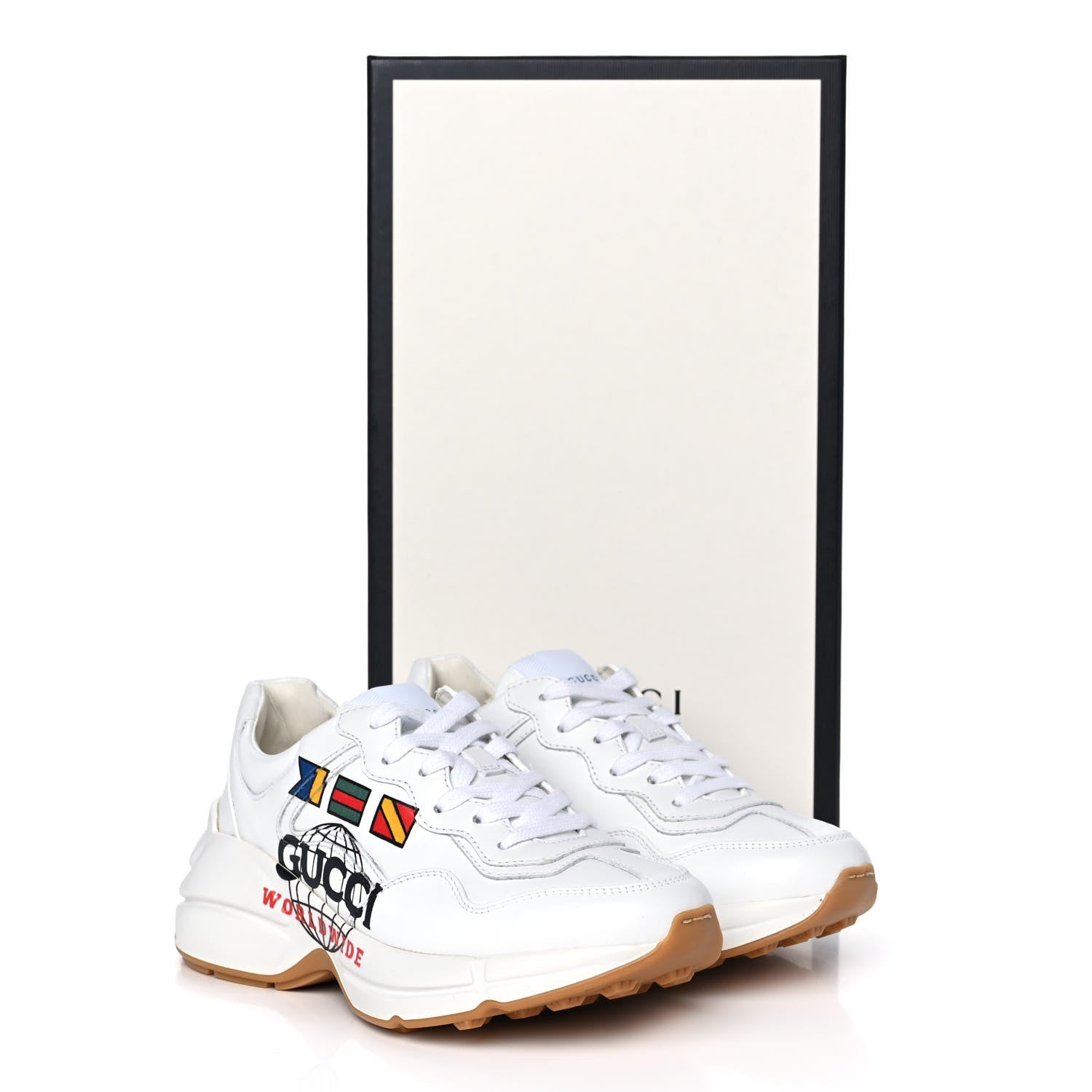 Gucci Calfskin Worldwide Womens Rhyton Sneakers 35.5 White 10 of 10
