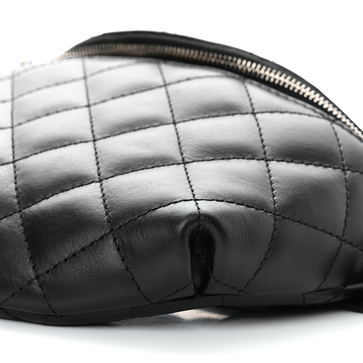 Calfskin Quilted Waist Belt Bag Black