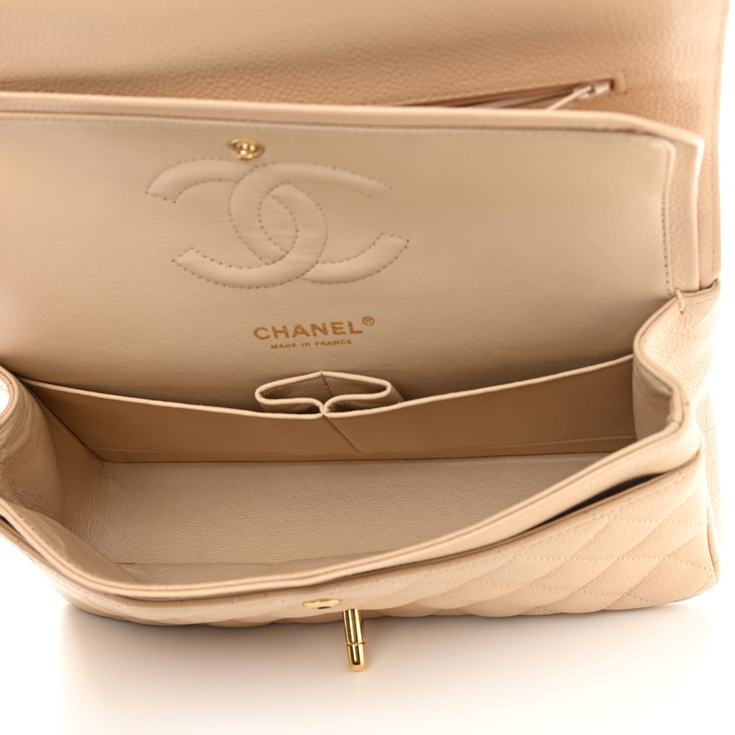 Chanel Caviar Quilted Medium Double Flap Beige 5 of 12