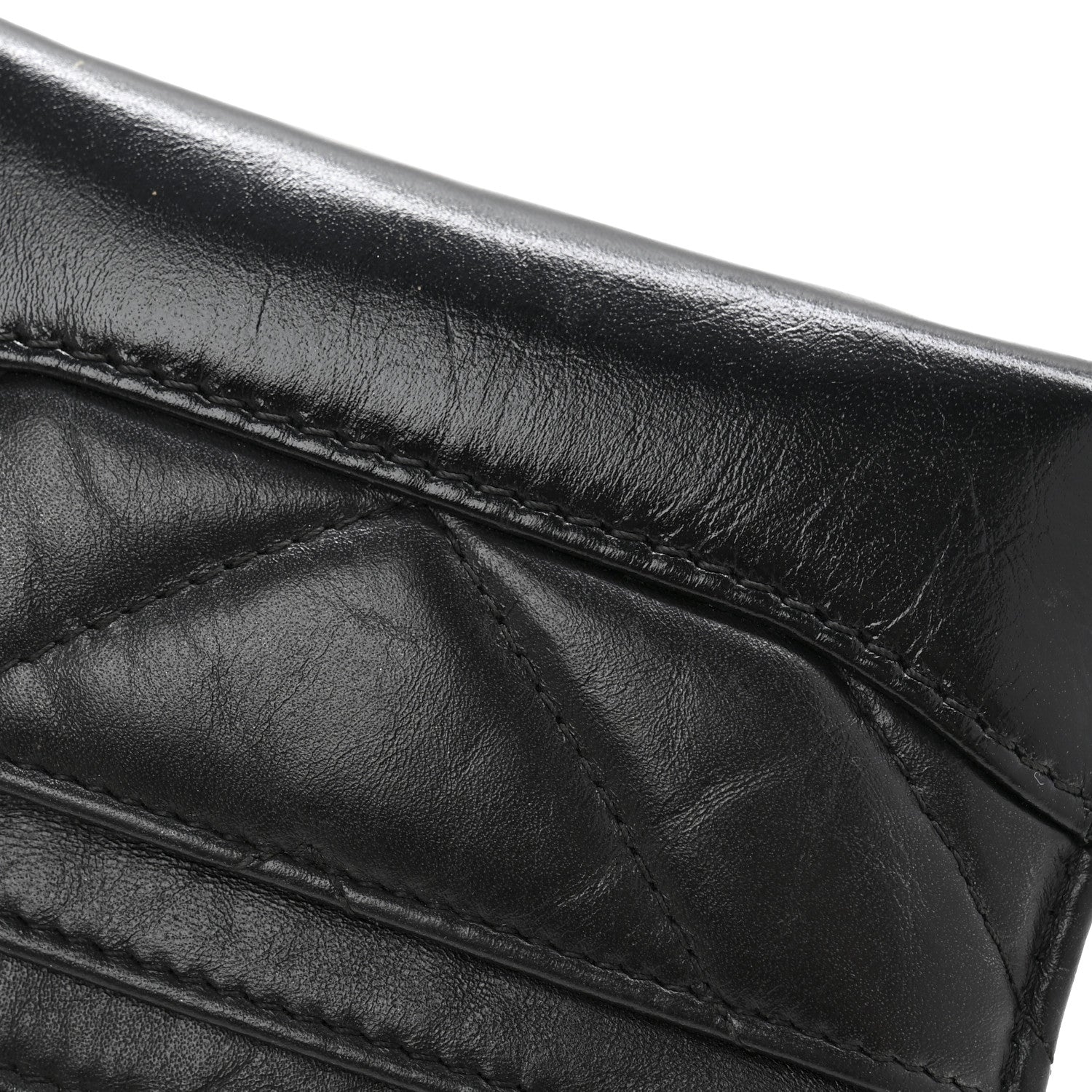 Chanel Aged Calfskin Chevron Quilted Gabrielle Card Holder So Black 11 of 12