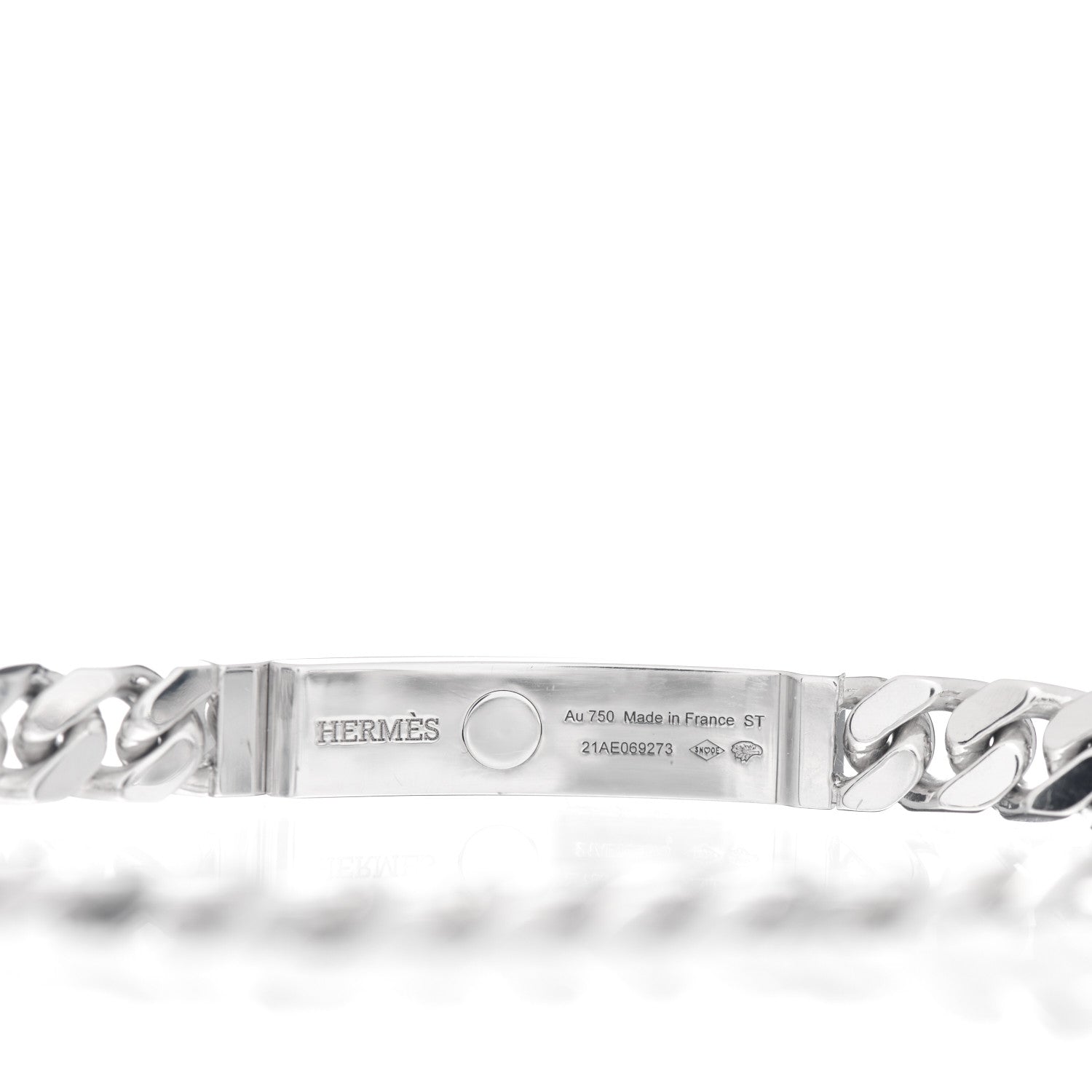 Hermes 18K White Gold Diamond TPM Kelly Gourmette Bracelet ST 4 of 5