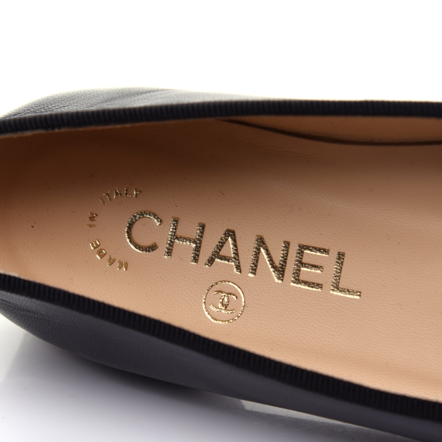 Lambskin Patent Calfskin CC Cap Toe Ballerina Flats 36 Black