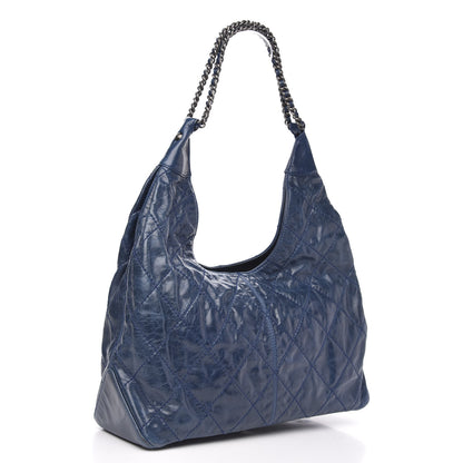 Chanel Aged Calfskin Quilted Coco Supple Hobo Blue 3 of 14