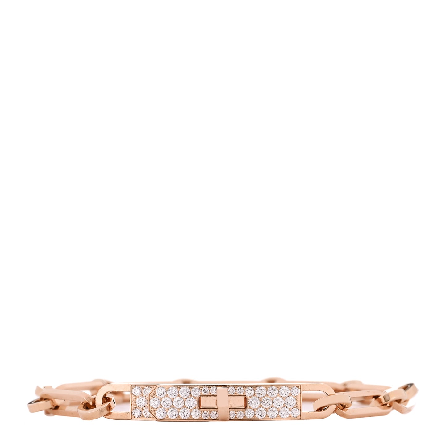 18K Rose Gold Diamond Pave PM Kelly Chaine Bracelet ST