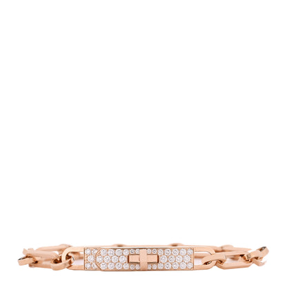 Hermes 18K Rose Gold Diamond Pave PM Kelly Chaine Bracelet ST 1 of 5