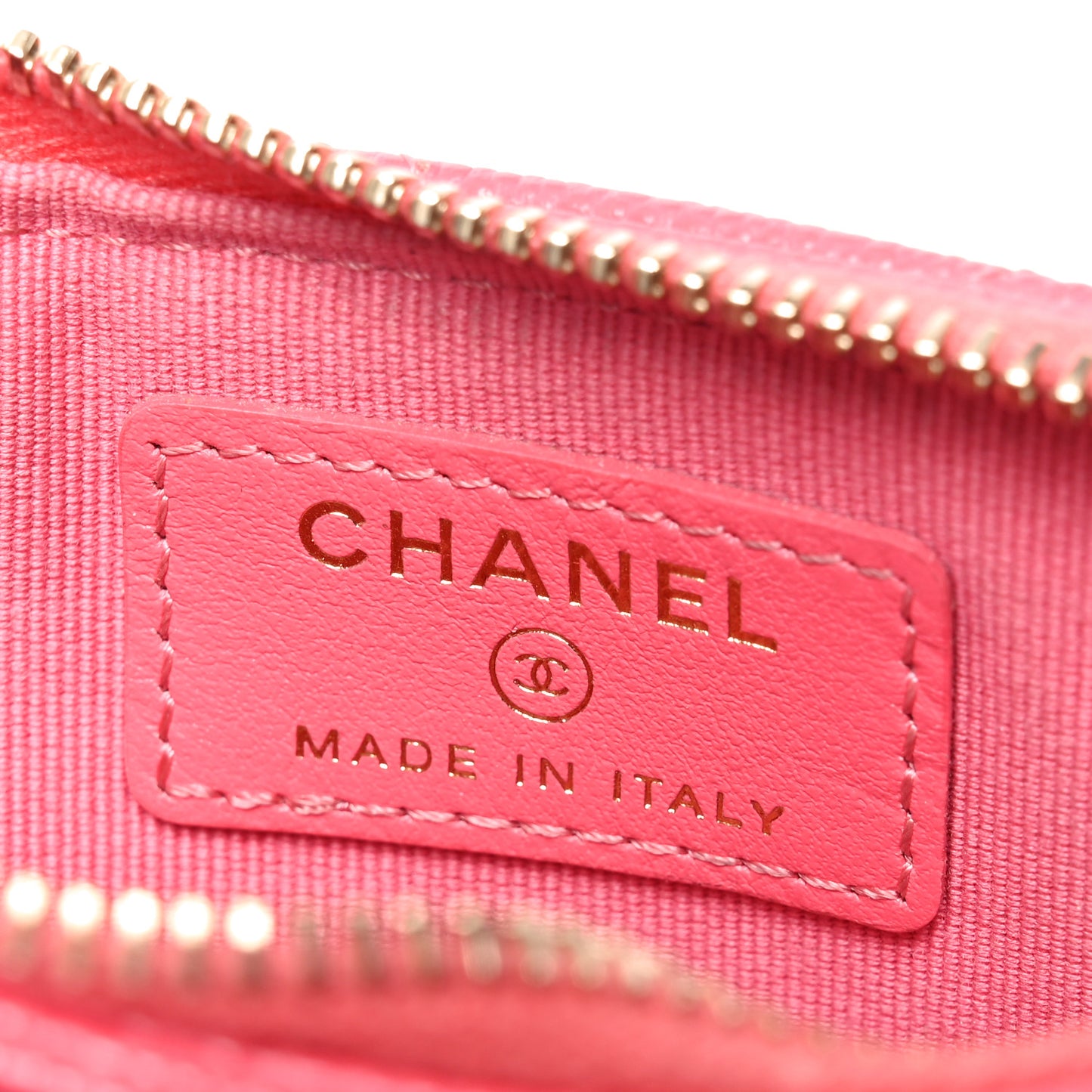 Caviar Quilted Flap Zip Card Holder Dark Pink