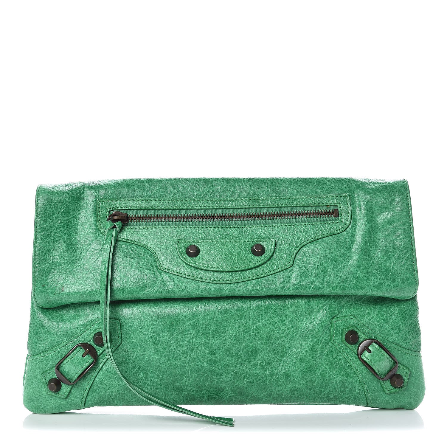 Balenciaga Agneau Classic Hardware Envelope Clutch Vert Poker 3 of 10