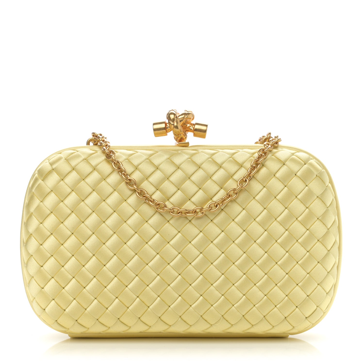 Bottega Veneta Satin Ayers Intrecciato Chain Knot Clutch Duchesse 1 of 6