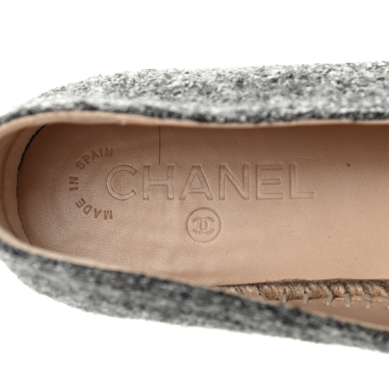 Chanel Tweed Velvet CC Espadrilles 39 Grey Black 6 of 9