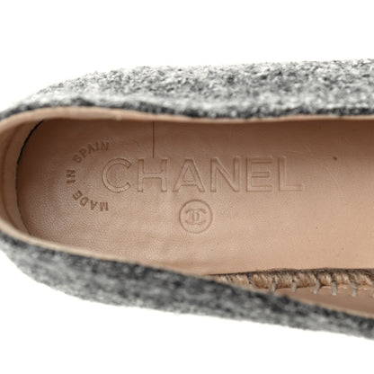 Chanel Tweed Velvet CC Espadrilles 39 Grey Black 6 of 9