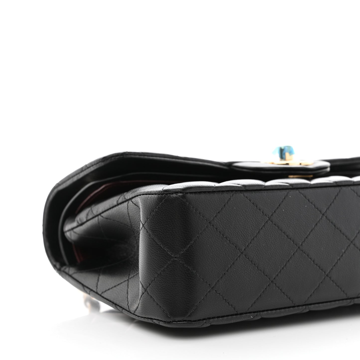 Lambskin Quilted Small Double Flap Black