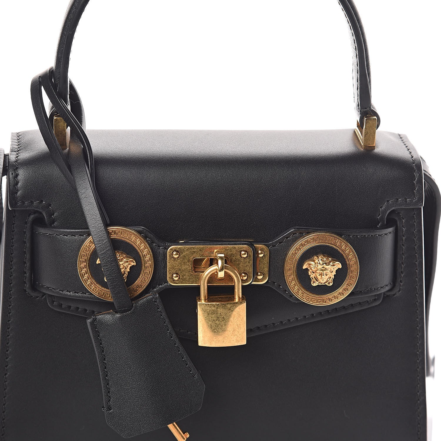 Versace Calfskin Small Icon Handbag Black 7 of 9