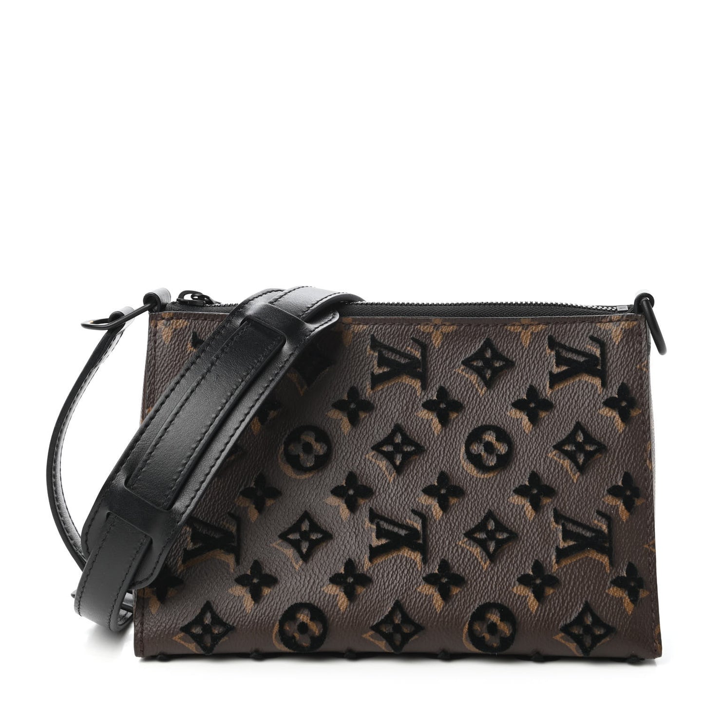 Monogram Tuffetage Triangle Messenger Black