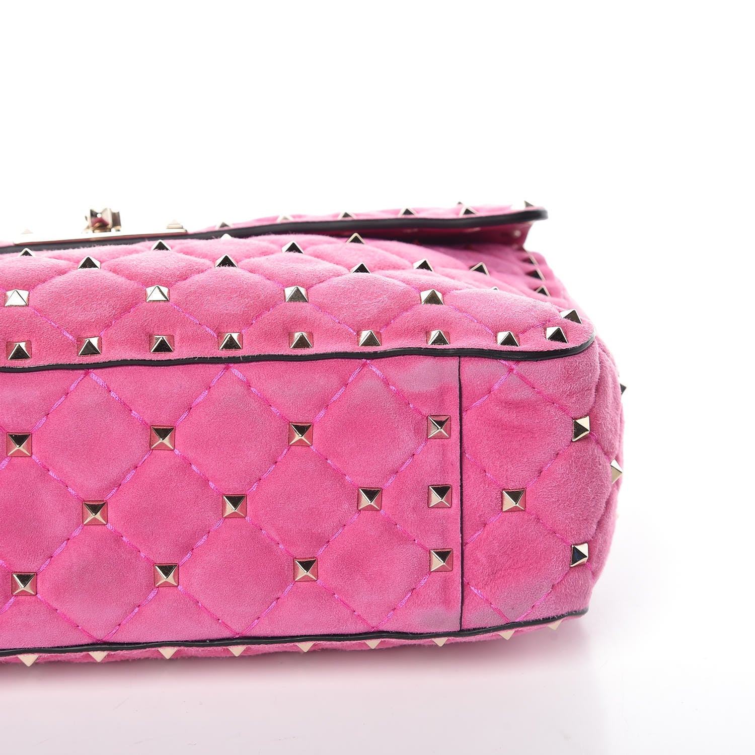 Valentino Garavani Suede Medium Rockstud Spike Shoulder Bag Bright Fuxia 10 of 12