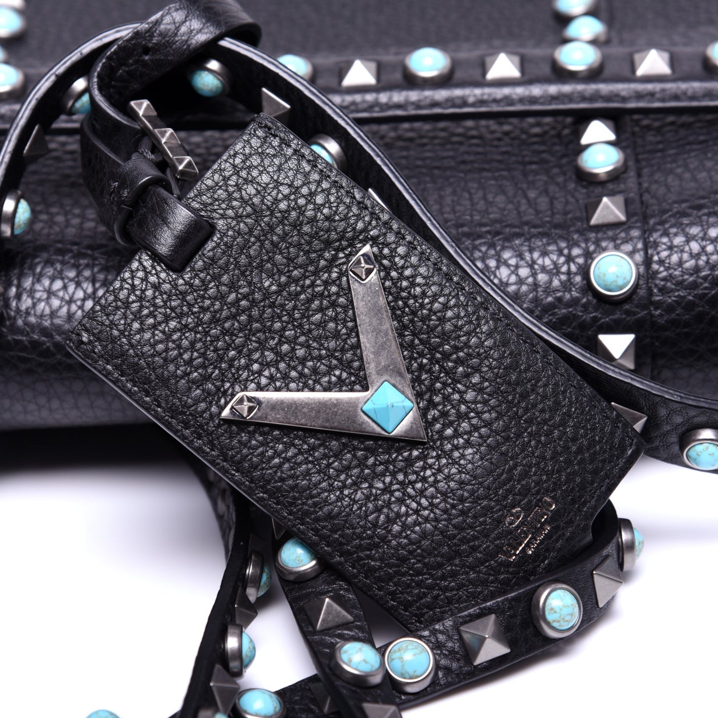 Alce Calfskin My Rockstud Rolling Frame Bag Black
