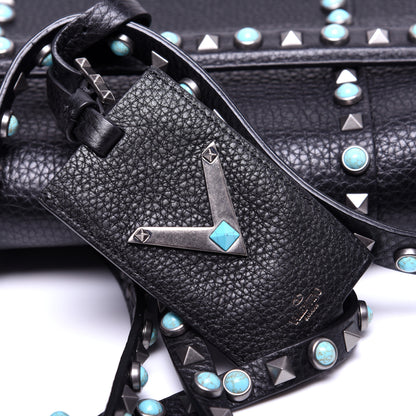 Valentino Garavani Alce Calfskin My Rockstud Rolling Frame Bag Black 10 of 15