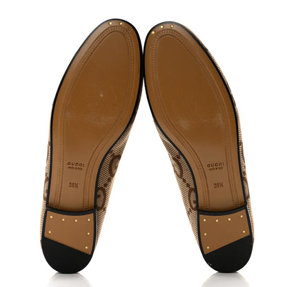 Gucci Monogram Jumbo GG Malaga Kid Horsebit Womens Jordaan Loafers 39.5 Camel Ebony New Acero Beige 5 of 11