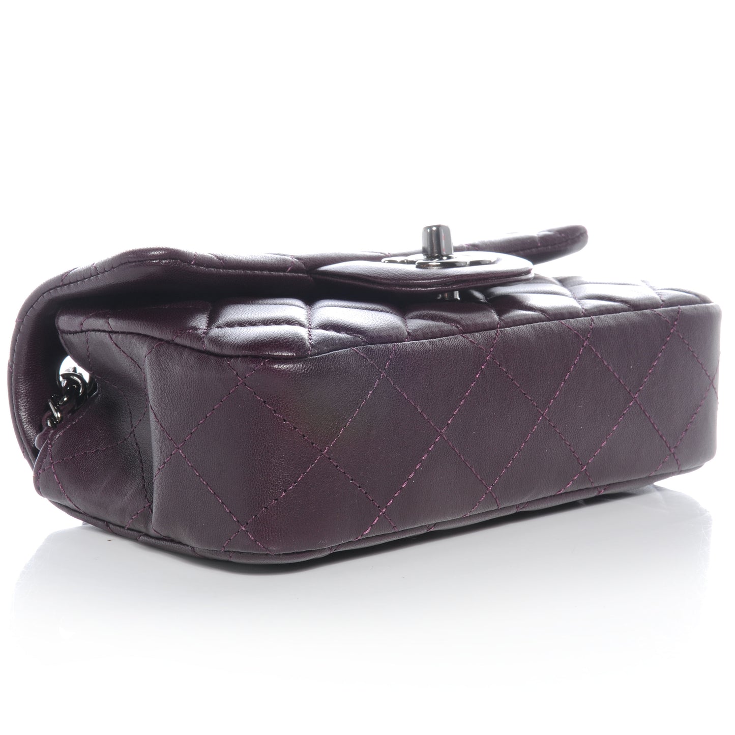 Lambskin Quilted Mini Flap Dark Purple