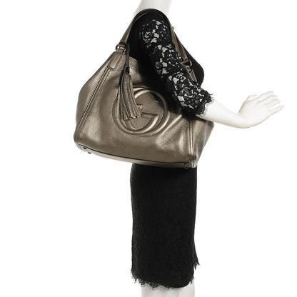 Gucci Metallic Pebbled Calfskin Medium Soho Shoulder Bag Sasso 2 of 9