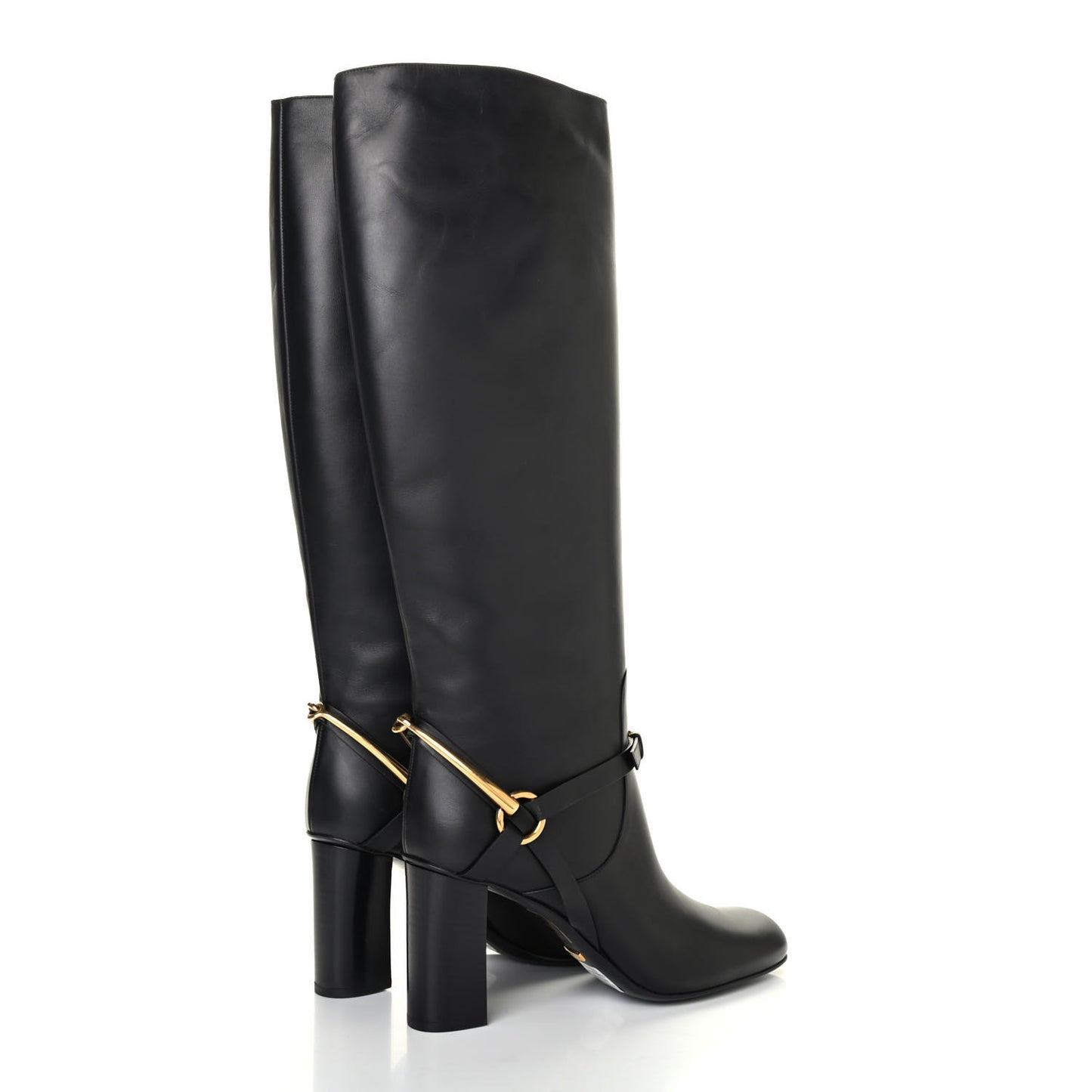 Calfskin Tess Horsebit Tall Boots 39.5 Black